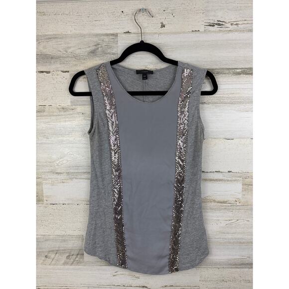 J. Crew womens extra extra small gray silver sequin tank top blouse lightweight - Picture 1 of 4